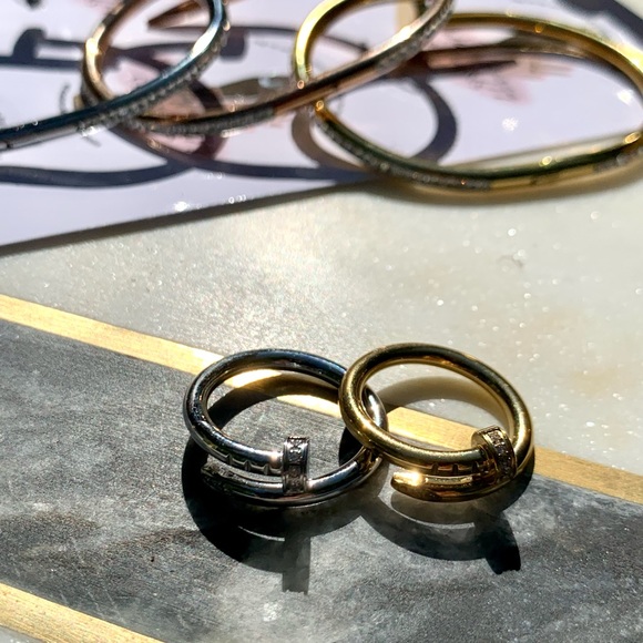 NWT Gold Nail Ring with Rhinestones - Picture 7 of 7